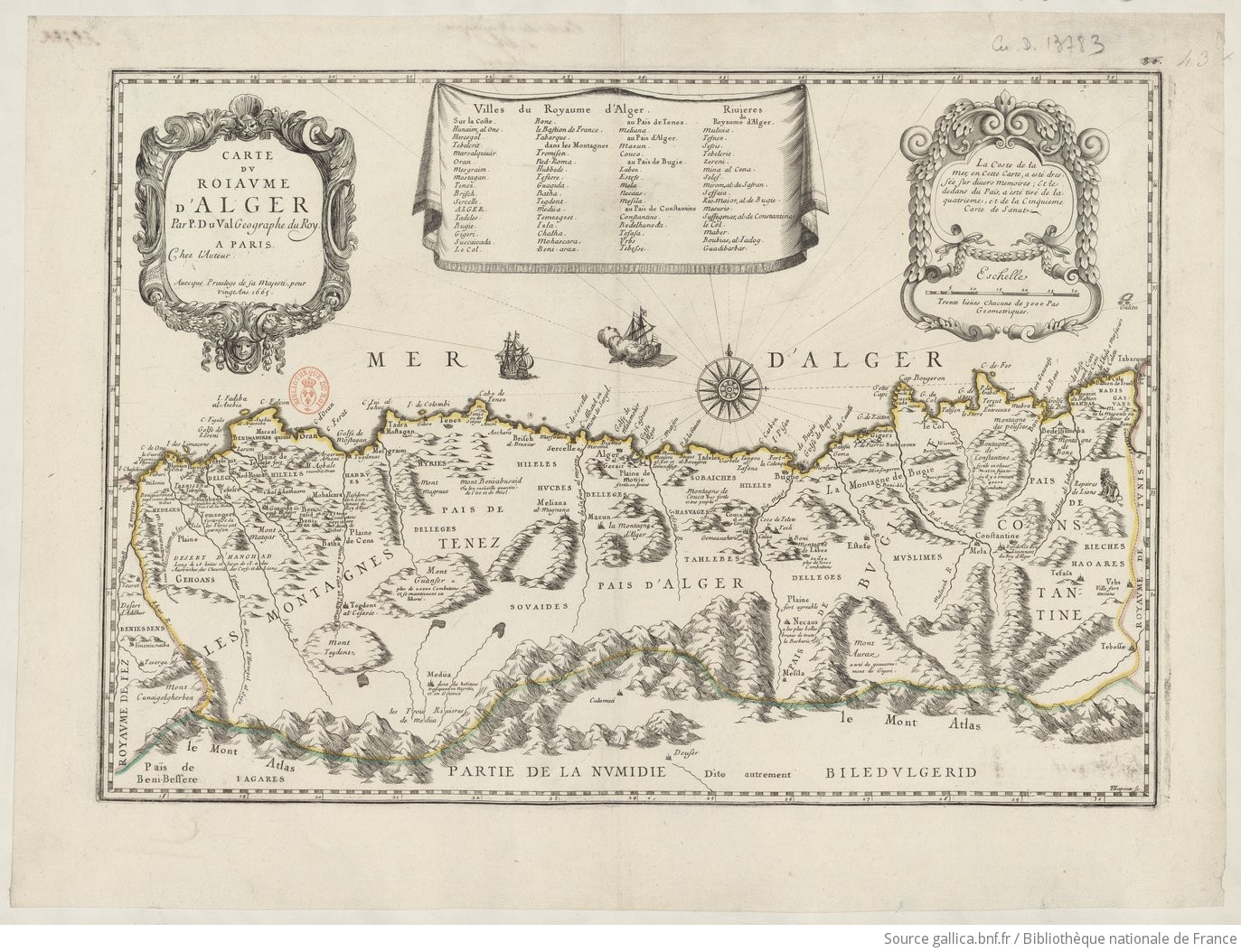 Carte du royame d Alger année 1655